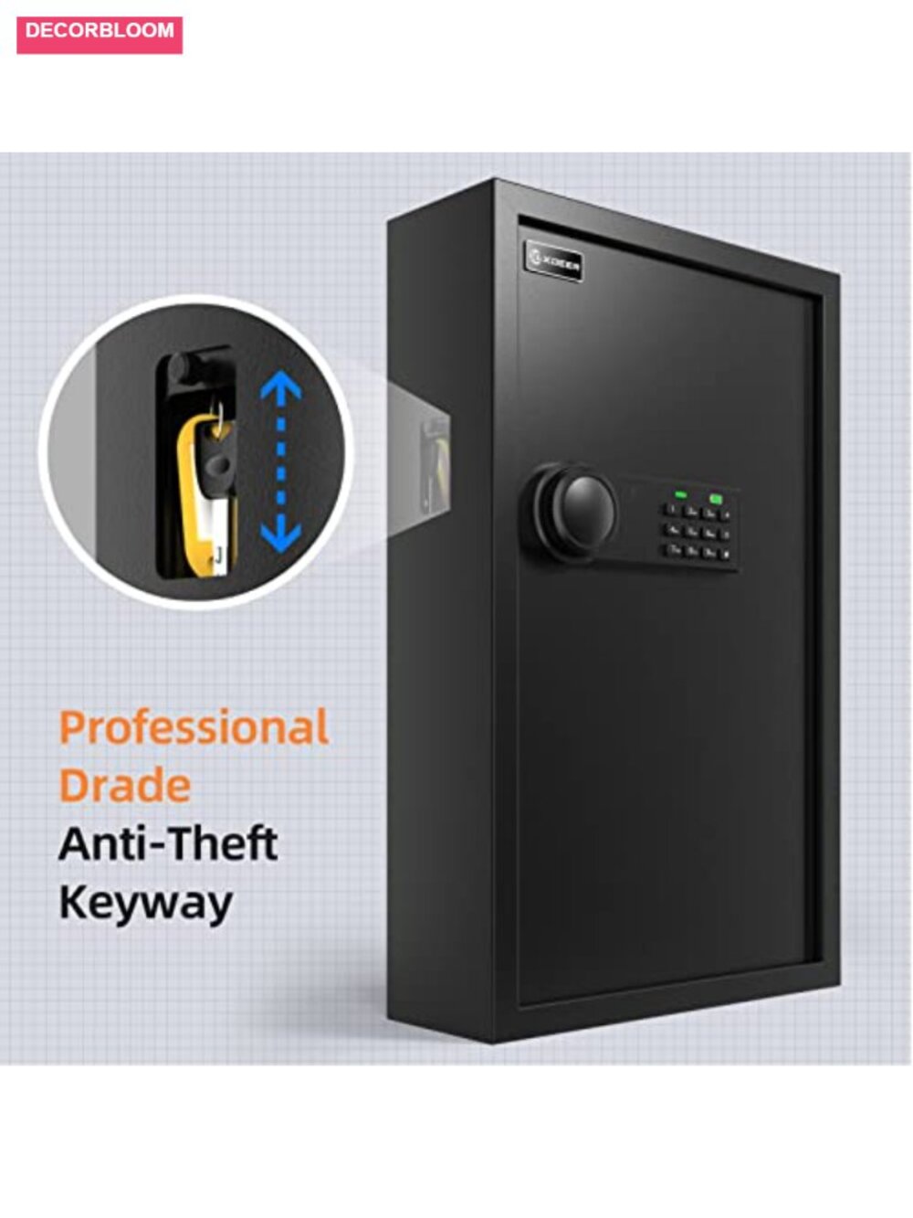 122-Key Wall Mount Lock Box with Code, Drop Slot & LED Light - Picture 3 of 6